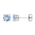 Silver Blue CZ Round Brilliant 6mm Studs