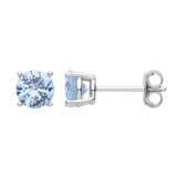 Silver Blue CZ Round Brilliant 6mm Studs