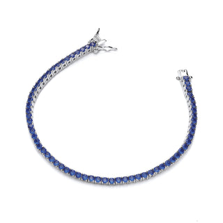 Silver Blue CZ Tennis Ladies Bracelet
