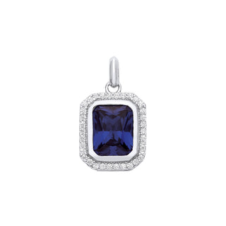 Silver Blue Octagon CZ Pendant