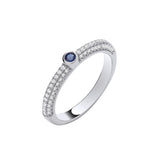 Silver Blue Sapphire CZ Rubover Half Et Ring
