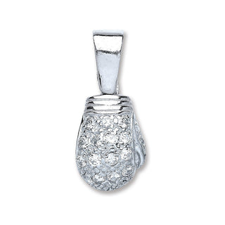 Silver Boxing Glove CZ Pendant 10.5g