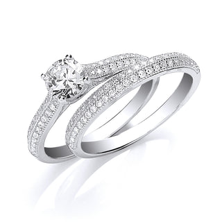 Silver Bridal Half Et With CZ In The Centre Rings