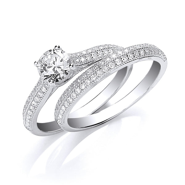 Silver Bridal Half Et With CZ In The Centre Rings