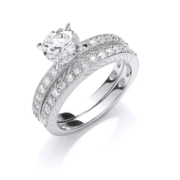Silver Bridal Set CZ Rings 5.5g