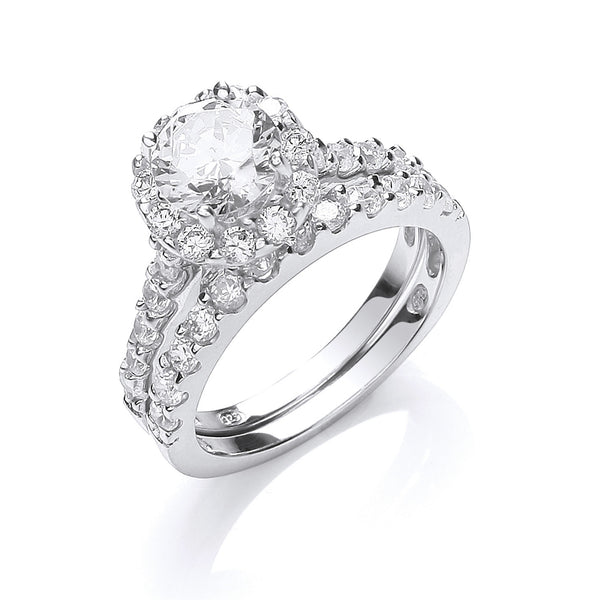 Silver Bridal Set CZ Rings 5g