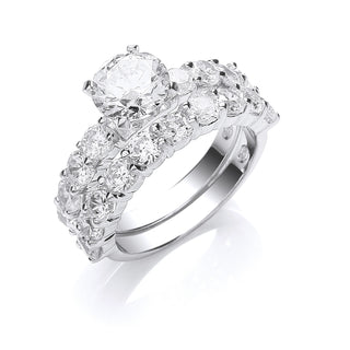 Silver Bridal Set CZ Rings 6.6g