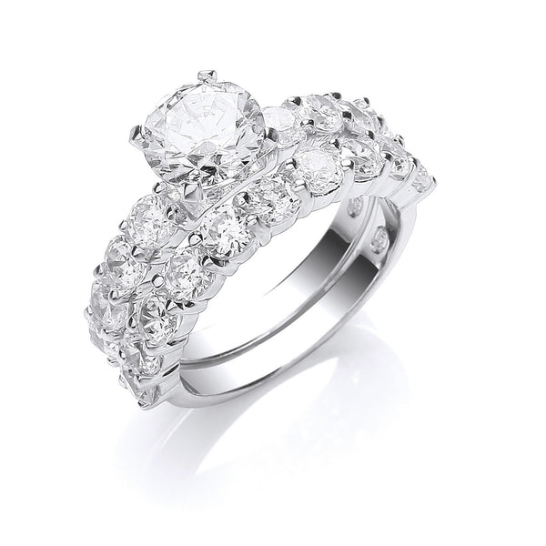 Silver Bridal Set CZ Rings 6.6g
