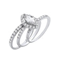 Silver Bridal Set Marquise Halo CZ Half Et 3 Rings