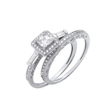 Silver Bridal Set P/cut & Baguette CZ Half Et Rings 4.5g