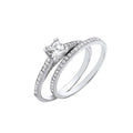 Silver Bridal Set P/cut Centre CZ Half Et Rings