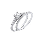 Silver Bridal Set P/cut Centre CZ Half Et Rings