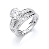 Silver Bridal Set, Pear CZ Centre Rings