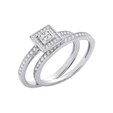 Silver Bridal Set Round CZ Half Et Rings
