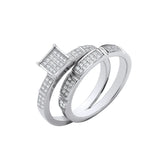 Silver Bridal Set Square Top CZ Half Et Rings 4.9g