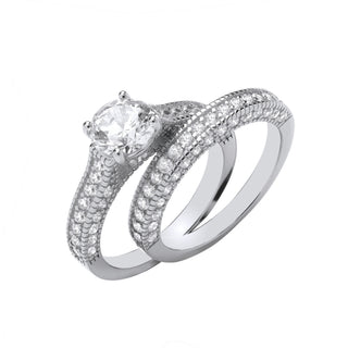 Silver Bridal Set Sterling Silver Fancy Half Et Rings