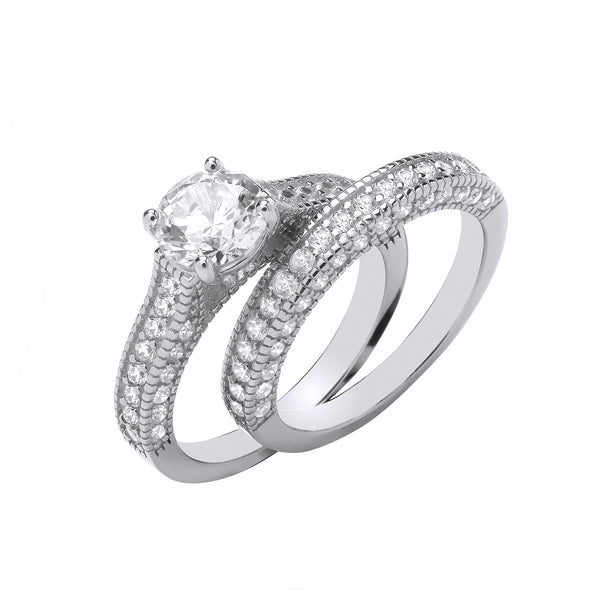 Silver Bridal Set Sterling Silver Fancy Half Et Rings