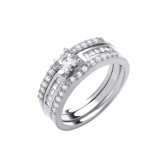 Silver Bridal Set Sterling Silver Half Et 3 Rings