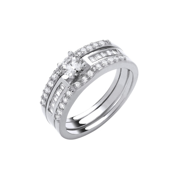 Silver Bridal Set Sterling Silver Half Et 3 Rings
