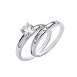 Silver Bridal Set Sterling Silver Round CZ Half Et Rings