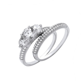 Silver Bridal Set Trilogy Half Et Rings