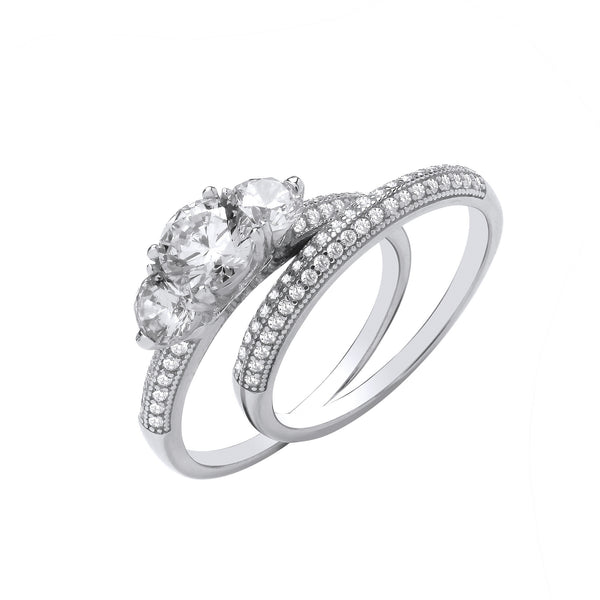 Silver Bridal Set Trilogy Half Et Rings