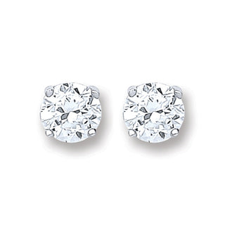 Silver Brilliant Cut CZ 4mm Claw Set Stud