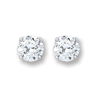 Silver Brilliant Cut CZ 6mm Claw Set Stud