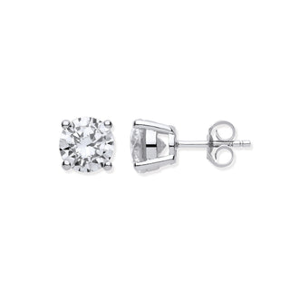 Silver Brilliant Cut CZ 8mm Claw Set Stud