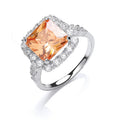 Silver Champagne Centre CZ Ring