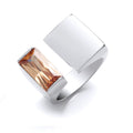 Silver Champagne CZ Split Top Ring