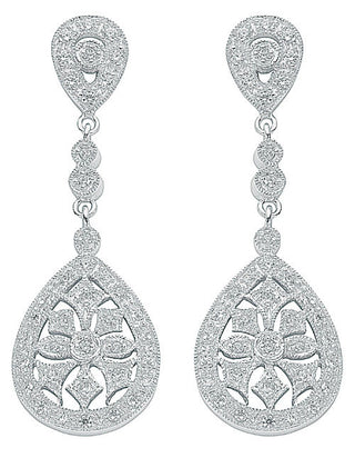 Silver Chandelier CZ Drop Earrings