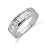 Silver Channel Set Baguette Cut CZ Half Eternity Ring