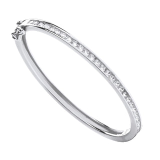 Silver Channel Set CZ Baby Bangle