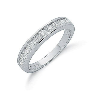 Silver Channel Set CZ Half Eternity Ring