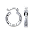 Silver Channel Set CZ Hoop Earrings 3.1g