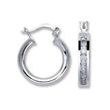 Silver Channel Set CZ Hoop Earrings 3.1g