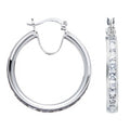 Silver Channel Set CZ Hoop Earrings 5.5g
