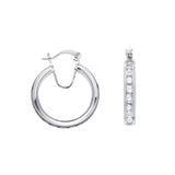 Silver Channel Set CZ Hoop Earrings 5g