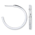 Silver Channel Set CZ Hoop Earrings 6.5g
