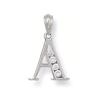 Silver Channel Set CZ Initial Pendant