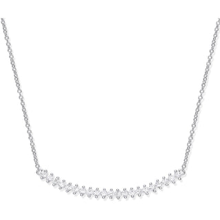 Silver Chic Curved Bar CZ 17" Necklace