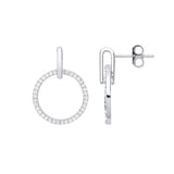 Silver Circle Of Life CZ Drop Earrings