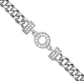 Silver Circle Of Life CZ Ladies Curb Bracelet