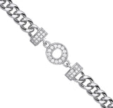 Silver Circle Of Life CZ Ladies Curb Bracelet