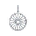 Silver Circle With Burst Lines CZ Pendant