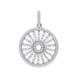 Silver Circle With Burst Lines CZ Pendant