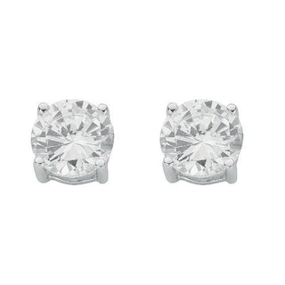 Silver Claw Set CZ 10mm Stud Earrings