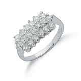 Silver Claw Set CZ Cluster Ring 2.6g