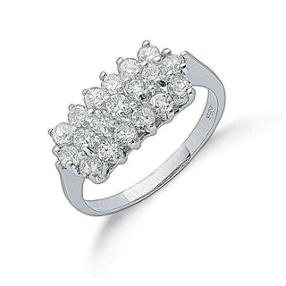 Silver Claw Set CZ Cluster Ring 2.6g